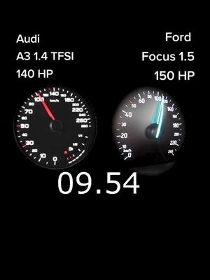 A post by @nicecar61 on TikTok caption: #audia3 #vs #fordfocus #acceleration #auditfsi #audi #ford #fy