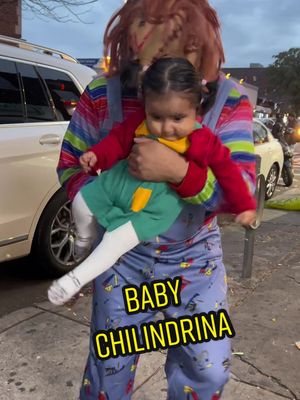 A post by @nychucky on TikTok caption: Con la mini chilindrina de New York ❤️ Sigue a @quefoca para más videos de ella. #chilindrina #babychilindrina #chuckynyc #latinchucky 