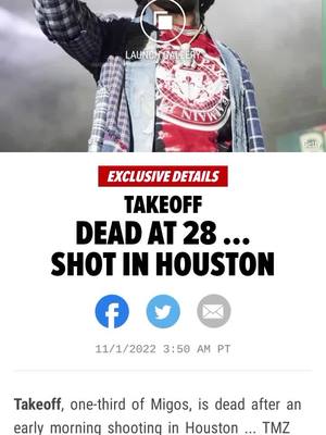 A post by @mayoz619 on TikTok caption: RIP TAKEOFF this crazy boi 🙏🏽🕊🙏🏽🕊🙏🏽🕊 prayers and condolences go out to the family and friends #Rip #Takeoff #shooting #houston #migos #stoptheviolence #cardib #rappers #senseless 