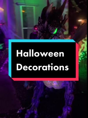 A post by @gennbarbie25 on TikTok caption: Our yard this year. Fog feature at end. #DIY #halloween #Halloween2022 #halloweendecor #halloweendiy #fyp ##skeleton #animatronic #fogmachine #dragon #favoritetimeoftheyear  