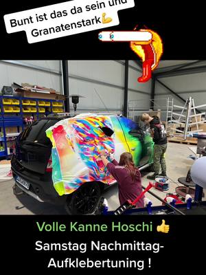 A post by @kuehnau.werbung on TikTok caption: Wenn das Firmenfahrzeug zu langweilig aussieht, dann machen wir sowas 😂. #fahrzeugfolierung #tuning #foryou #style 