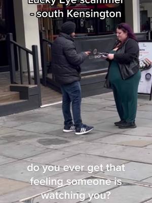 A post by @averyrwalsh on TikTok caption: Lucky eye scammer wondering the streets around south ken/knightsbridge. Do you think he is a real Sikhs? #scammergetscammed #scam #scammer #london #sikhs 