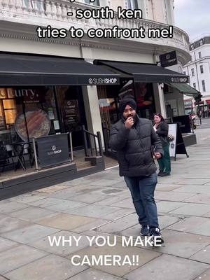 A post by @averyrwalsh on TikTok caption: Lucky eye scammer tries to intimate me. be careful of these fake fortune telling street scams. o you think he is a real Sikhs? #scammergetscammed #scam #scammer #london #sikhs #tourist 