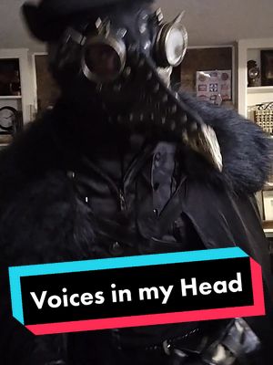 A post by @dr.deandraghoul on TikTok caption: The voices in my head have spoken. #plaguedoctor #cosplay #funny #humor #comedy #insanity #voicesinmyhead