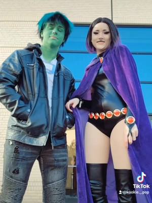 A post by @rae._.quinnn on TikTok caption: TIKTOK WITH THE BOYFRIEND?? Wow. also I need to do a different transition lmfao #teentitans #teentitansgo #teentitanscosplay #raven #ravencosplay #beastboy #beastboycosplay #ravenandbeastboy #beastboyandraven #YellowstoneTV #kumoricon 