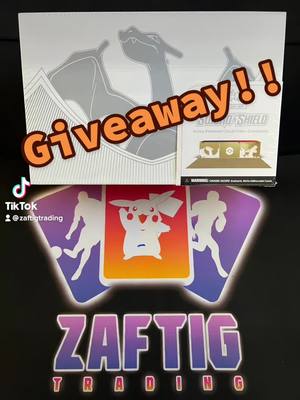 A post by @zaftig_trading on TikTok caption: ✨FREE GIVEAWAY✨ 🎁ONE (1) lucky winner will win a Sword & Shield Charizard UPC🎁 How to enter: 💥Must be following @zaftig_trading on IG 💥Must like this post 💥Must be following @Zaftig_Trading on TikTok 💥Must tag a friend (1 tag=1 entry) 💥BONUS ENTRY💥 Share on your story & tag @zaftig_trading  It’s that easy! Good luck!!! _____________________________ Closes on 11/24/22  (Thanksgiving Day) Not affiliated with Instagram  • U.S. & international can enter • #pokemon #pokemoncards #pokemontiktok #pokemontcg #pokemontcgcommunity #pokemonfan #pokemonpulls #pokemoncollector #charizard #fyp #trend