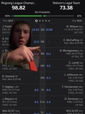 A post by @hunterrdavis on TikTok caption: If I somehow end up losing this game I am going to end it all. #fantasyfootball #ff #mnf #football #fyp #intuittouchdowndance  