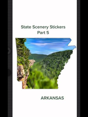 A post by @paintingwithk on TikTok caption: bts look at the state scenery stickers being drawn #arkansas #fyp #statescenerystickers 