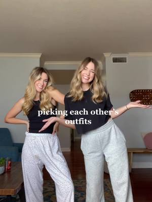 A post by @addiandally on TikTok caption: which one did better? #twins #sisters #outfits 