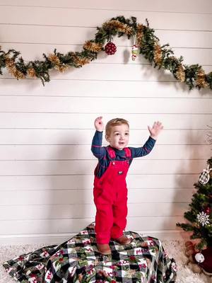 A post by @kristinnyandle on TikTok caption: This photoshoot is brought to you by a tired toddler and bribery with the Grinch ornament. 😂🎄 #momlife #MomsofTikTok #toddlersoftiktok #christmas #christmas2022 #yellowstonetv