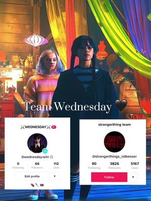 A post by @wednesday.wiin on TikTok caption: Lets go team Wednesday 🖤#wednesday #LIKE #recomendation #foryou #wewin 