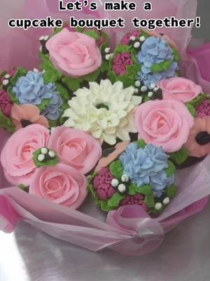 A post by @staceycakesca on TikTok caption: Let’s make a cupcake bouquet together!   #cupcakebouquet #floralcupcakes #tutorial #cakedecorating #cupcakedecorating #buttercreamflower #buttercreamflowers 