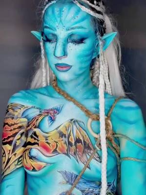 A post by @monicaleonn_ on TikTok caption: #avatar #inspiredmakeup 💙 #sfxmakeup #bodypaint #CapCut 