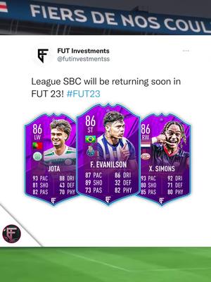 A post by @fut.investments on TikTok caption: Finally league sbc’s are back! #fyp #fifa23 #fifa 