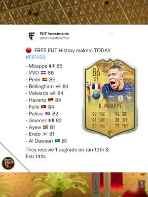 A post by @fut.investments on TikTok caption: Free fut histoy makers today!!👀 #fyp #fifa23 #fifa 