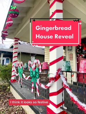 A post by @liz.the.season on TikTok caption: Trust the process!! #christmas #gingerbreadhouse #diyproject #crafty #christmasdecor #candycane #artistsoftikok #christmas2022 #candy