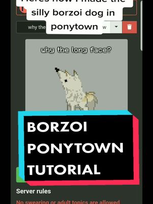 A post by @spectralsillage on TikTok caption: Replying to @i_live_in_micorwave Can't wait to see what you all make! #borzoi #ponytown #tutorial   #fyp #snoot #ponytowngame #sneepsnorp #fypシ #ponytowntutorial