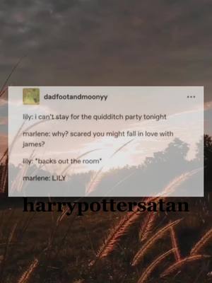 A post by @harrypottersatan on TikTok caption: tee hee #harrypotter #hp #marauders #jamespotter #CODSquadUp #prongs #lilyevans #jily #flowerpott #maraudersera #headcanon #remuslupin #marlenemckinnon 