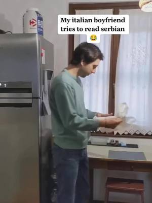 A post by @itsmiliandmata on TikTok caption: the reading was good at least 😂 #srpski #serbian #srpskijezik #srbija #serbia #momak #devojka #balkan #zabavno #couple #comedy #par #Love #fun #funny #language  #smesno  #reci  #tiktoksrbija #tiktok_srbija #srpskereci #jezik #italian 