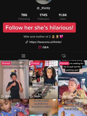 A post by @amydarcimarie on TikTok caption: Pease follow @Lisa h! She’s a hilarious momma trying to make it through. I love her. She makes me laugh when I didn’t know I needed it. She deserves so many more followers.💜#fyp #fypシ #supporteachother❤️ @_lhintz