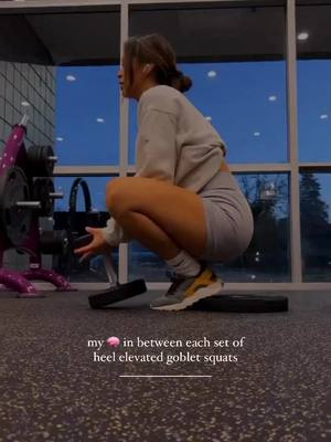 A post by @stephaniiieromero on TikTok caption: heel elevated squats drop set: 3 x 12-15 reps  start with a heavy weight, lower the weight, & then body weight  your quads will burn, you might hate me after trying this, but you’ll thank me later 😝🔥 #quadburnout #quadfinisher #quads #reels #gym #gymmotivation #gymgirl #GymLife #gymfunny 