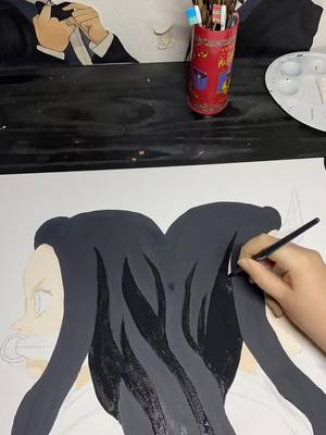 A post by @felfelkingdom on TikTok caption: Réponse à @Yamibial8 P3| #nezukochan #nezuko #demonslayer #manga #anime #acrylicpainting #peinture #speedvideo #fry 