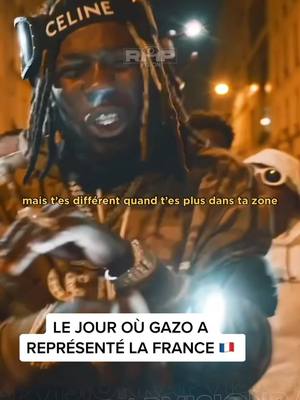 A post by @rapvision.fr on TikTok caption: PLAYLIST EN BIO 🎧 | Le jour où Gazo a représenté la France 🇫🇷🥶 #gazo 