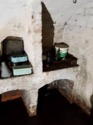 A post by @kerryeagling on TikTok caption: #1700 #old #farmhouse #cellar #worldwar #shelter #spooky #airraidsiren #airraidshelter