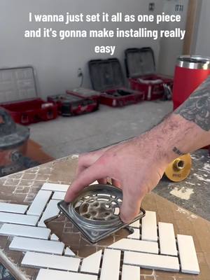 A post by @madalenatile on TikTok caption: 👷🏽‍♂️Drain Cuts, Made Easy.👨🏽‍🏫 #tile #DIY #flooring #howto #Home #tips #construction #contractor #tiles #satisfying #bathroom #bathroomremodel #renovation #oddlysatisfying #relaxing #chill #asmr #calm #oddlysatisfying #