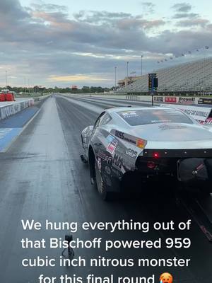 A post by @ianmatteson6 on TikTok caption: Only lost in the final to Randy Merrick by .002 of a second 🤦🏼‍♂️ #thatsracing #dragracing #nitrouspower #nitrous #fyp #trending #promod #BESracingengines #indianapolis #NMCA #NMRA  