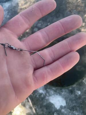 A post by @rjaminnesoda on TikTok caption: Make sure your swivels are clipped, heart breaker😫 #fishing #pikefishing #fish #fishtok #mn #mnfishing #pike #icefishing #icefish #minnesota 