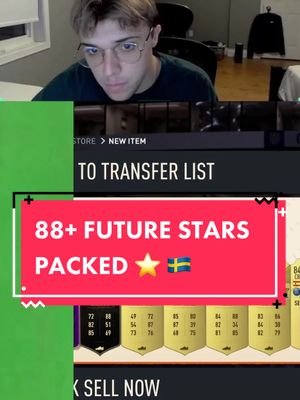 A post by @jagpapi_ on TikTok caption: 88+ FUTURE STARS PACKED FROM 82X20? ⭐️ #fifa #futurestars #82x20  #sbc #fifaultimateteam #sbcreview #packluck #elanga #packluck #foryou 