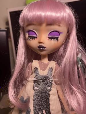 A post by @moonfairydolls on TikTok caption: a new lavender kitty appears in time for valentine’s day!!! 💕🎀🐈 #dolltok #pullip #moonfairydolls #customdoll 