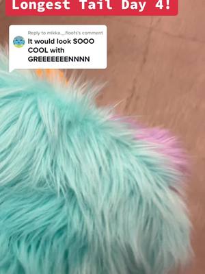 A post by @scarletwingsfs on TikTok caption: Replying to @mikka._.floofs  longest tail day 4! Let’s go! #furry #furryfandom #fursuit #fursona #fursuitmaker 