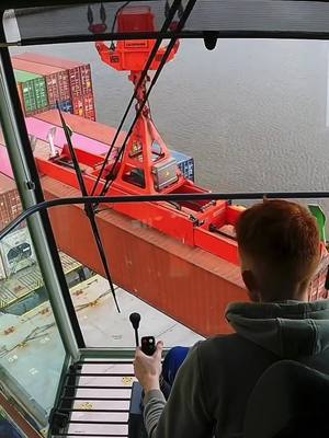 A post by @garyreilly_ on TikTok caption: One from the archives! Discharging with an LHM420 🙈 follow my instagram: Gary.Reilly 👀 #shipping #fyp #cranelife #maritime #liebherr #sts #container #operator 