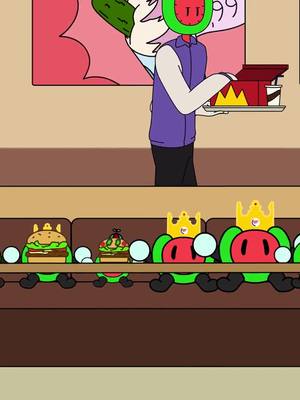 A post by @themelings on TikTok caption: What going for food with every Meling looks like 🍔: #melings #melon #whopper #burgerking #animationmeme #meme #humor #funny 