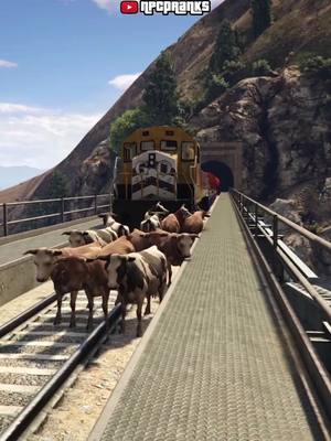 A post by @cohnjunningham on TikTok caption: surprise train prank on cows #gta #gta5 #gtav #grandtheftauto #grandtheftauto5 #grandtheftautov #gta6 #gtavi #gtaonline #rockstar #rockstargames #rdr2 #reddead #reddeadredemption2 