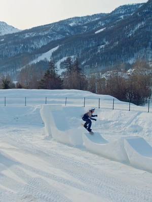 A post by @pierre.vaultier on TikTok caption: When you build on the wrong place!!... made him mad I guess! #serrechevalier #pumptrack #homemede #snowboarding 