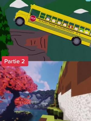 A post by @fyp.redif on TikTok caption: Partie 2  le bus de l’école de South Park se retrouve au bord d’un ravin #southpark #southparkfr #cartman #bus #southparkbestclips #Minecraft #southpark🔥 