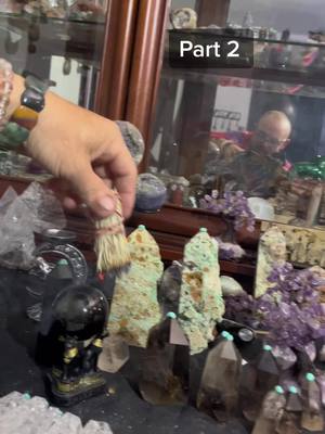 A post by @pweeishere on TikTok caption: You must do #crystalcleansing #ritual . I #cleanse the crystals all the time using #sage I also #manifest and do #manifestation to the crystals bringing them back to their #natural state. #amethyst #fyp #crystalhealing #crystaltok #foryou #crystalshop #crystalsoftiktok #grapeagate #crystaldealer #crystallover 