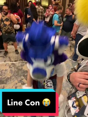 A post by @awwhecc on TikTok caption: TFF line-con got us like: #furry #SeeHerGreatness #fursuit #fursuits #furryfandom #furrytiktok #furriesoftiktok #furryart #furrymemes 