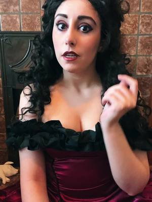 A post by @dolleyescosplay on TikTok caption: Here they come.  #ballgown #oc #curlyhair #princess #herecomes 