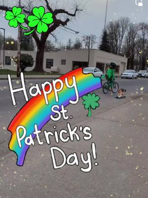 A post by @paulalove65 on TikTok caption: St. Patricks Day Parade. #lucky #rainbow #stpatricksday #smalltownusa #skater ☘️🛹🛹🐕🛹🛹🐾🐾💚☘️🍀🍀#oregon 