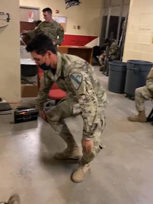 A post by @ijustworkhereman21 on TikTok caption: My mans got moves though. #miltok #army #navy #airforce #marines #coastguard #unitedstates #dance #soldier #moves #macarana 