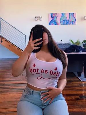 A post by @_gabriellarae_ on TikTok caption: ✨PSA: 50% OFF MY ENTIRE SITE✨ including this hot tank, link in bio to shop💕 #screenprinting #SmallBusiness #clothing #y2kfashion #smallbusiness💕 #womenownedbusiness🦋 #silkscreen #y2kmoment 