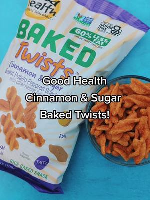 A post by @ on TikTok caption: Introducing our newest snack sensation — Good Health Baked Twists! Enjoy the perfect blend of cinnamon and sugar with the deliciousness of sweet potato in every bite. Try them today! #newsnack #newflavor #cinnamonandsugar #sweetpotato #kidsnackideas #crispysnack 