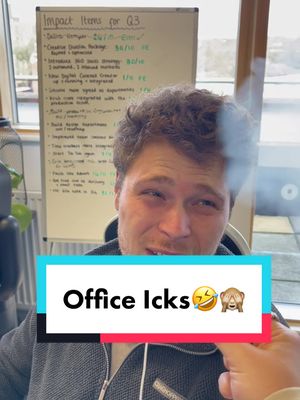 A post by @hambimedia on TikTok caption: Asking my coworkers what their office ick is🤣👀😅 What’s your office ick? #creativeteam #contentcreator2023 #officeskits #marketingteam💥 #socialmediastrategy #officehumor #askingcoworkersquestions #askingmyboss #askingquestions #funnyofficevideos #prankingcoworkers #officeicks #officeick #ickschallenge