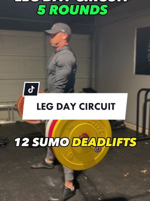 A post by @cjcartwrightfit on TikTok caption: Save this leg circuit for a wicked pump ⬇️✅ 5 Rounds 12 Sumo Deadlifts 10 Deficit Lunges each leg  10 Single Leg Glute Bridge each leg  10 Cossack Squats each leg #legday#legworkout #fitness 