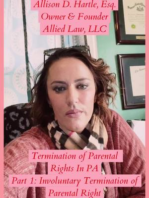 A post by @allied.law on TikTok caption: Termination of Parental Rights in PA  Part 1: Involuntary Termination of Parental Rights  Visit our website at www.allied-law.com Follow us on socials: Facebook @alliedlawllc Instagram @allied.law TikTok @allied.law Twitter @alliedlawllc YouTube Channel - AlliedLawFightwithCourage: https://youtube.com/channel/UCcE8nOrFNxpoWY7M3o4eeDA #pennsylvaniaattorney #familylaw #custodylawyer #terminationofparentalrights #familylawfirm #lawyersoftiktok #lawyersontiktok #adoption  The Grounds for IVT of Parental Right: * The parent shows a "sense of purpose" in relinquishing their parental rights, or has refused or failed to perform their duties for at least six months * Evidence of repeated and continued incapacity, abuse, neglect, or refusal that leaves the child without essential and proper care and the parent will not or cannot remedy the situation * The parent is the presumptive, but not natural father of the child * The child is found but the identities or whereabouts of the parents of the child are unknown, and cannot be found through "diligent" searches, and the parents do not claim the child within 3 months after finding the child * The child has been living out of the home for at least 6 months, and the conditions that caused the child to live out of the home are not likely to be remedied, AND termination of parental rights would best serve the child * The child is a newborn and the parent knows of or has reason to know of the child, but does not reside with child, has not married the other parents, and has not made effort to maintain contact with the child for at least 4 months * The parent is the father of the child through rape or incest * The child has been removed from the parent's care for over 12 months, and the conditions that caused the removal still persist * The parent has been convicted of criminal homicide, aggravated assault, or an attempt of either of those offenses