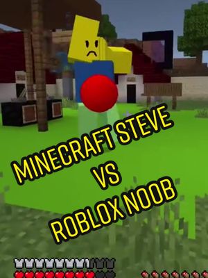 A post by @enderclanstudios on TikTok caption: Minecraft Steve vs Roblox Noob! #Minecraft #roblox #minecraftmemes #robloxmemes #gaming 